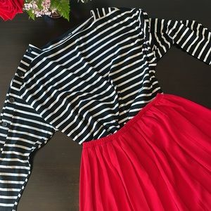 Zara Striped Boatneck Button Arm Top